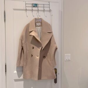 Women's Double-Breasted Cream Wool Coat